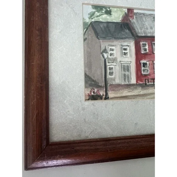 Watercolor Farmhouse Signed A France 96’ Lampost